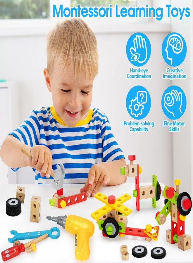 LACCHOUFEE Kids Tool Set Toy with Drill, Stem Montessori Toys for 3 4 5 Years Old Boy Girl, 44 Pcs Wooden Toddler Tool Kits Inc Box, Learning Educational Construction Toy - Image 5